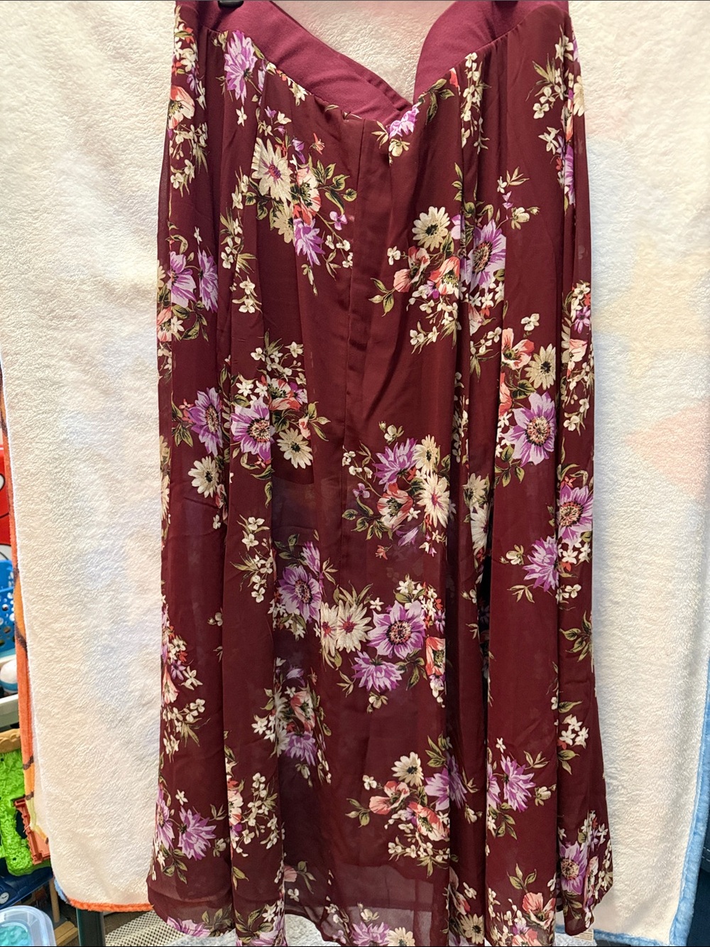 Torrid Burgundy Floral Maxi Skirt with Built-In Shorts Size 3 - Picture 6 of 6